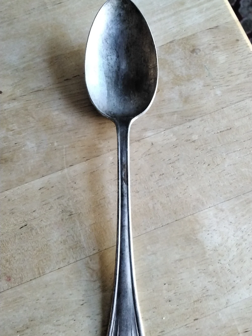 Vintage Silver-Tone Serving Spoon - Gray Finish